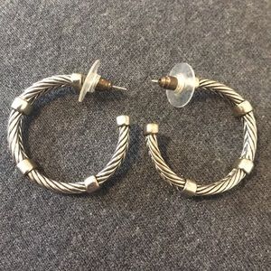 Silver braided hoop earrings